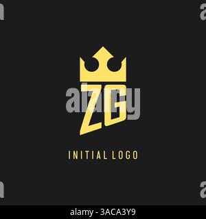 Monogram ZG logo shield crown shape, elegant and luxury initial logo style vector graphic Stock Vector