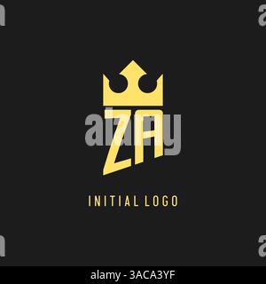 Monogram ZA logo shield crown shape, elegant and luxury initial logo style vector graphic Stock Vector