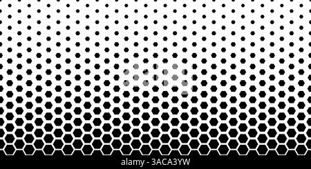 Hexagon fades pattern. Faded halftone black honeycomb isolated on white background. Degraded border for design prints. Fadew halftones wallpaper. Fade Stock Vector
