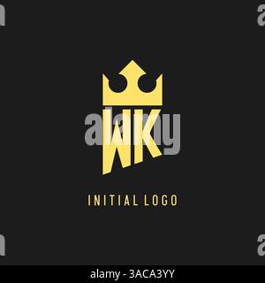 Monogram WK logo shield crown shape, elegant and luxury initial logo style vector graphic Stock Vector