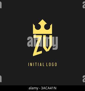 Monogram ZV logo shield crown shape, elegant and luxury initial logo style vector graphic Stock Vector