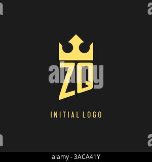 Monogram ZQ logo shield crown shape, elegant and luxury initial logo style vector graphic Stock Vector