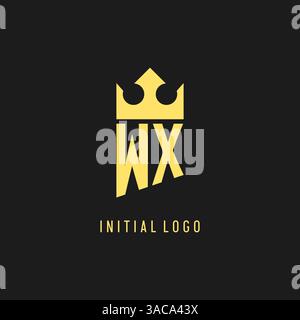 Monogram WX logo shield crown shape, elegant and luxury initial logo style vector graphic Stock Vector