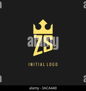 Monogram ZS logo shield crown shape, elegant and luxury initial logo style vector graphic Stock Vector
