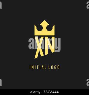 Monogram XN logo shield crown shape, elegant and luxury initial logo style vector graphic Stock Vector