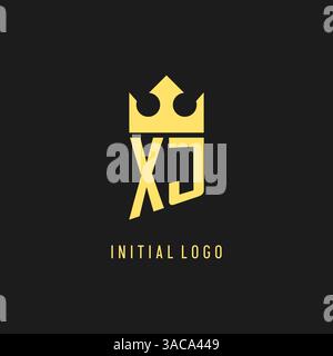 Monogram XJ logo shield crown shape, elegant and luxury initial logo style vector graphic Stock Vector