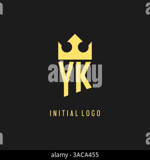 Monogram YK logo shield crown shape, elegant and luxury initial logo style vector graphic Stock Vector