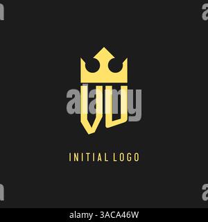 Monogram VU logo shield crown shape, elegant and luxury initial logo style vector graphic Stock Vector
