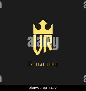 Monogram VR logo shield crown shape, elegant and luxury initial logo style vector graphic Stock Vector