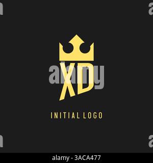 Monogram XD logo shield crown shape, elegant and luxury initial logo style vector graphic Stock Vector
