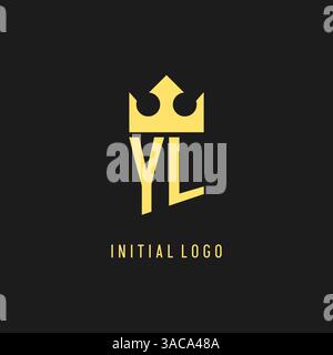 Monogram YL logo shield crown shape, elegant and luxury initial logo style vector graphic Stock Vector
