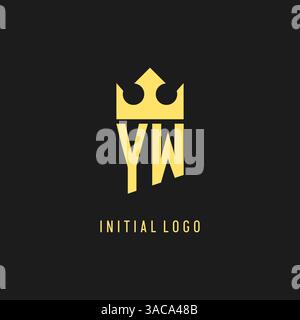 Monogram YW logo shield crown shape, elegant and luxury initial logo style vector graphic Stock Vector