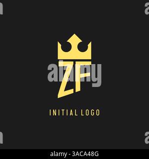 Monogram ZF logo shield crown shape, elegant and luxury initial logo style vector graphic Stock Vector