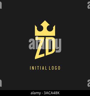 Monogram ZD logo shield crown shape, elegant and luxury initial logo style vector graphic Stock Vector