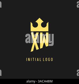 Monogram XW logo shield crown shape, elegant and luxury initial logo style vector graphic Stock Vector