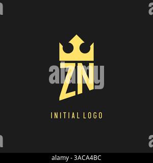Monogram ZN logo shield crown shape, elegant and luxury initial logo style vector graphic Stock Vector