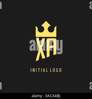 Monogram XA logo shield crown shape, elegant and luxury initial logo style vector graphic Stock Vector