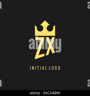 Monogram ZX logo shield crown shape, elegant and luxury initial logo style vector graphic Stock Vector