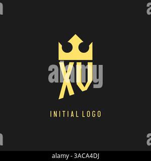 Monogram XV logo shield crown shape, elegant and luxury initial logo style vector graphic Stock Vector