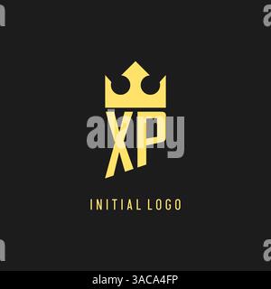 Monogram XP logo shield crown shape, elegant and luxury initial logo style vector graphic Stock Vector