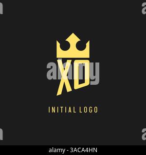 Monogram XO logo shield crown shape, elegant and luxury initial logo style vector graphic Stock Vector