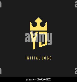 Monogram YJ logo shield crown shape, elegant and luxury initial logo style vector graphic Stock Vector
