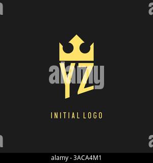 Monogram YZ logo shield crown shape, elegant and luxury initial logo style vector graphic Stock Vector