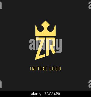 Monogram ZR logo shield crown shape, elegant and luxury initial logo style vector graphic Stock Vector