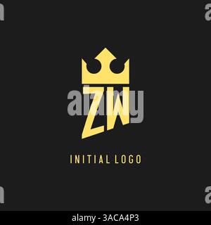 Monogram ZW logo shield crown shape, elegant and luxury initial logo style vector graphic Stock Vector