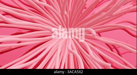 Point explode. Array with dynamic emitted particles. 3d technology style. Abstract background. Vector illustration. Stock Vector