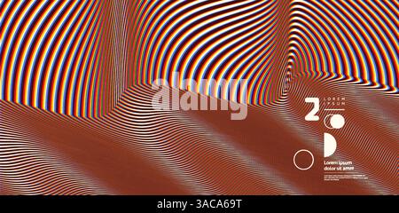 Pattern with optical illusion. Abstract striped background. 3d vector illustration. Stock Vector