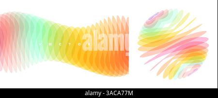 Sphere. Abstract digital wave with dynamic effect. 3d vector illustration made of various overlapping elements. Applicable for banners, placards, post Stock Vector
