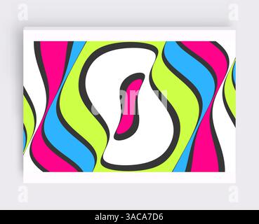 Cover design template. Pattern with optical illusion. Abstract striped background with ripple effect. Vector illustration. Stock Vector