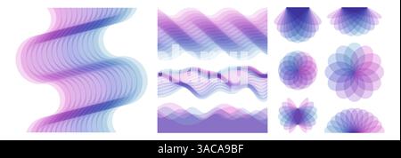 Abstract wavy background made of many overlapping stripes and with dynamic effect. Ocean seascape. Sea surface. Realistic landscape with waves. Sphere Stock Vector