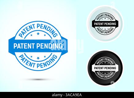 Patent pending icon. Black and White rounded vector stamp of patent ...