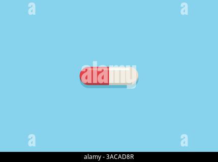 Medical pill on blue background. Pharmaceutical capsule Stock Vector