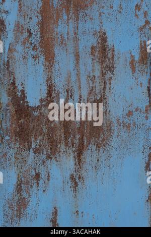 Texture of rusty metal painted with blue paint, background grunge style Stock Photo