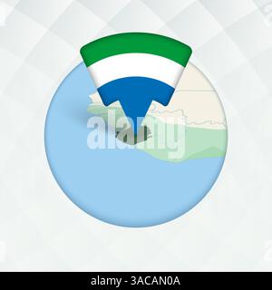 Sierra Leone Map Highlighted with Flag Marker. Flag Pointer on Geographic Map. Stock Vector