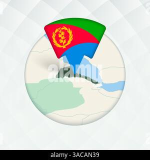 Eritrea Map Highlighted with Flag Marker. Flag Pointer on Geographic Map. Stock Vector