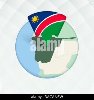 Namibia Map Highlighted with Flag Marker. Flag Pointer on Geographic Map. Stock Vector