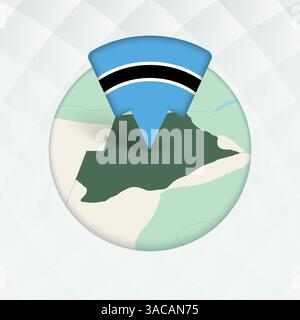 Botswana Map Highlighted with Flag Marker. Flag Pointer on Geographic Map. Stock Vector