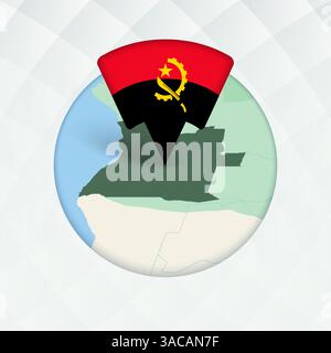 Angola Map Highlighted with Flag Marker. Flag Pointer on Geographic Map. Stock Vector