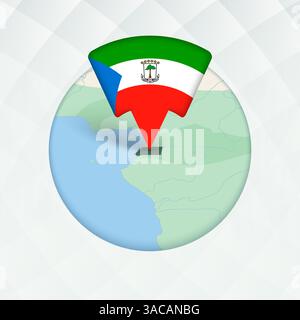 Equatorial Guinea Map Highlighted with Flag Marker. Flag Pointer on Geographic Map. Stock Vector