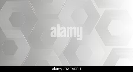 Vector abstract hexagonal white and gray background. Smooth hexagon line background, blurred pattern. Light pale texture. Stock Vector