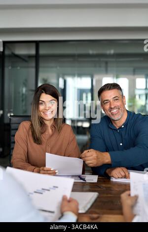 Executive business team people working with documents at office meeting. Stock Photo