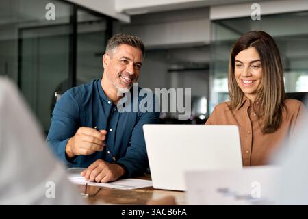 Busy professional executive team people working at meeting in office. Stock Photo
