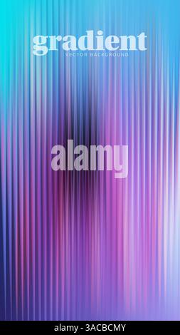 Ripple glass distortion background. Abstract fractal effect ribbed glass texture with vibrant gradients smooth fluted vertical lines. Reeded Bold dyna Stock Vector