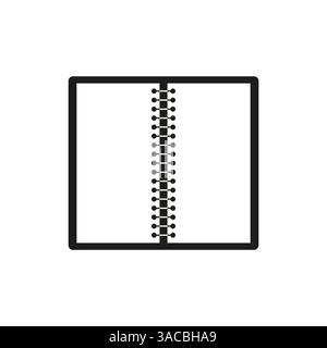 Notebook spiral icon. Open page symbol. Minimal book shape. Black vector illustration. Stock Vector