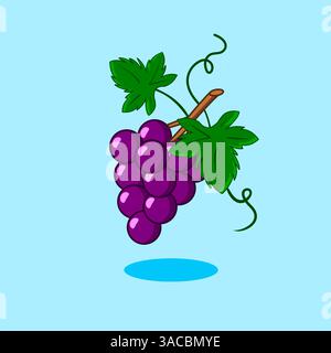 Vector Illustration of Grapes Purple Fruit, Cartoon Design Stock Vector