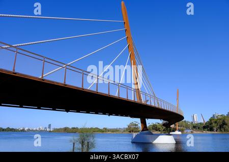 Triangle Bridge Perth Perth: Boorloo pedestrian and cycle cable-stayed bridge with city ...
